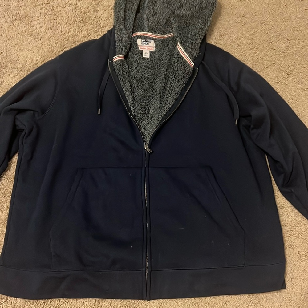 Lands End fleece lined zipper hoodie